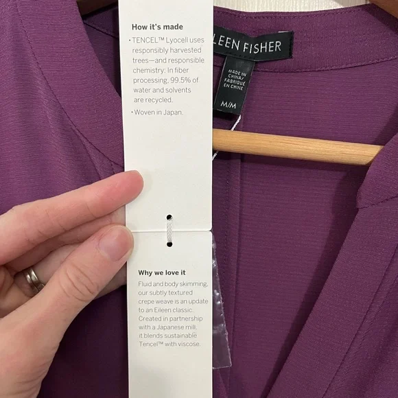 Eileen Fisher NWT Button-Front Long-Sleeve Drawstring Tencel Shirt Dress - Picture 11 of 13